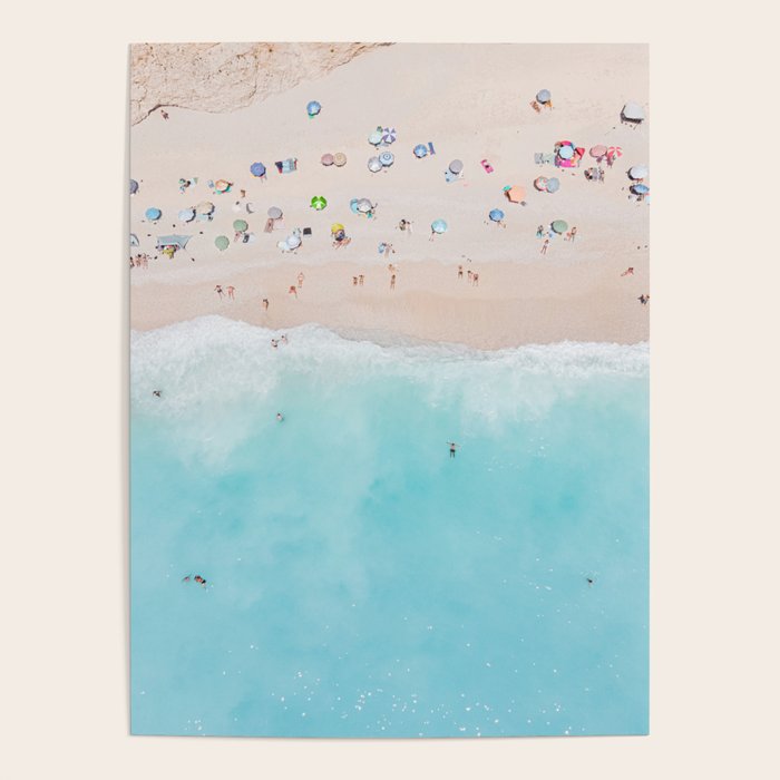 Aerial Beach Print, Aerial Beach Photography, Emerald Turquoise Ocean Beach Photography, Ocean Waves, Beach Art Poster, Home Decor Art Print Poster Gallery Image 4