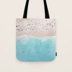 Aerial Beach Print, Aerial Beach Photography, Emerald Turquoise Ocean Beach Photography, Ocean Waves, Beach Art Poster, Home Decor Art Print Tote Bag Gallery Image 1