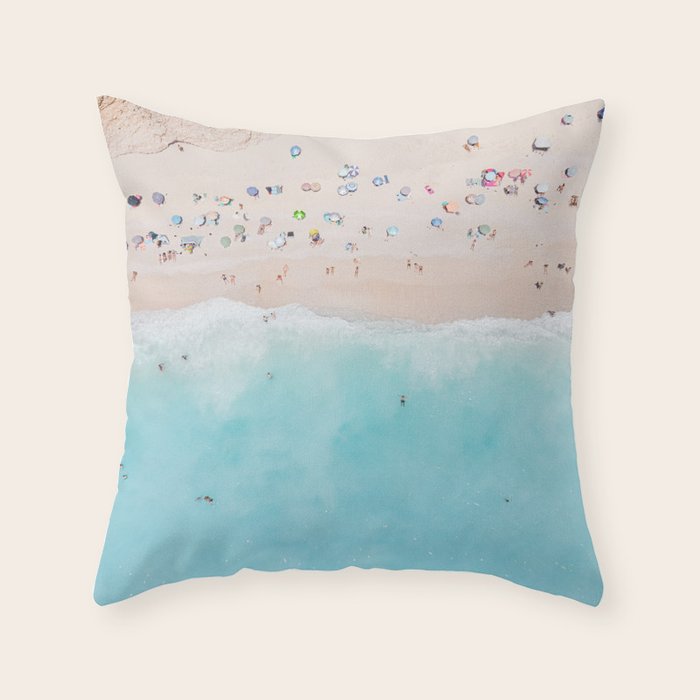 Aerial Beach Print, Aerial Beach Photography, Emerald Turquoise Ocean Beach Photography, Ocean Waves, Beach Art Poster, Home Decor Art Print Throw Pillow Gallery Image 6
