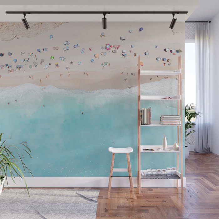 Aerial Beach Print, Aerial Beach Photography, Emerald Turquoise Ocean Beach Photography, Ocean Waves, Beach Art Poster, Home Decor Art Print Wall Mural Gallery Image 1