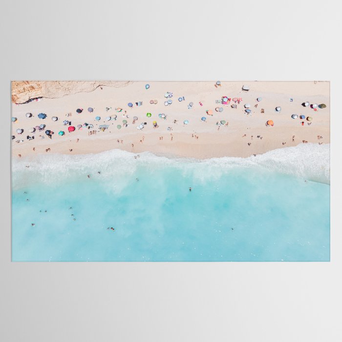 Aerial Beach Print, Aerial Beach Photography, Emerald Turquoise Ocean Beach Photography, Ocean Waves, Beach Art Poster, Home Decor Art Print Tablecloth Gallery Image 2