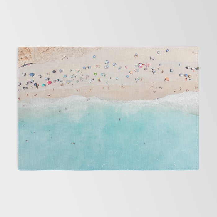 Aerial Beach Print, Aerial Beach Photography, Emerald Turquoise Ocean Beach Photography, Ocean Waves, Beach Art Poster, Home Decor Art Print Rug Gallery Image 2