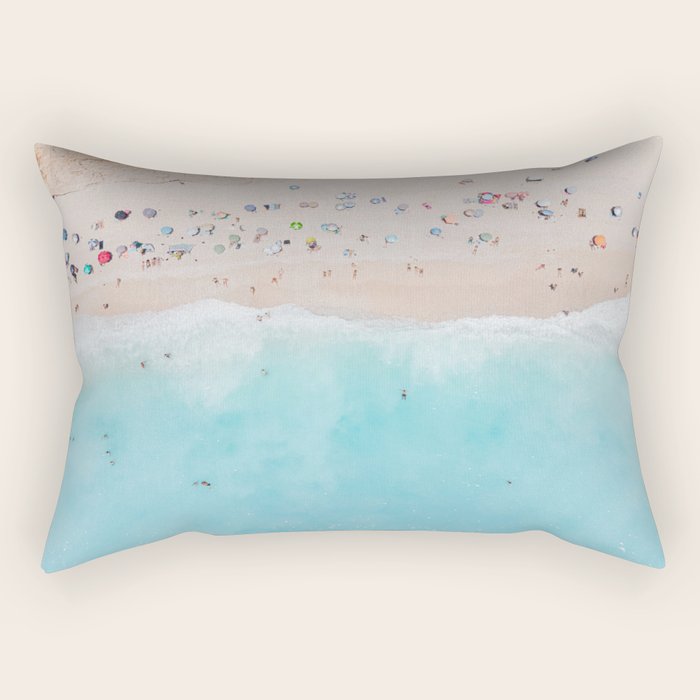 Aerial Beach Print, Aerial Beach Photography, Emerald Turquoise Ocean Beach Photography, Ocean Waves, Beach Art Poster, Home Decor Art Print Rectangular Pillow Gallery Image 1