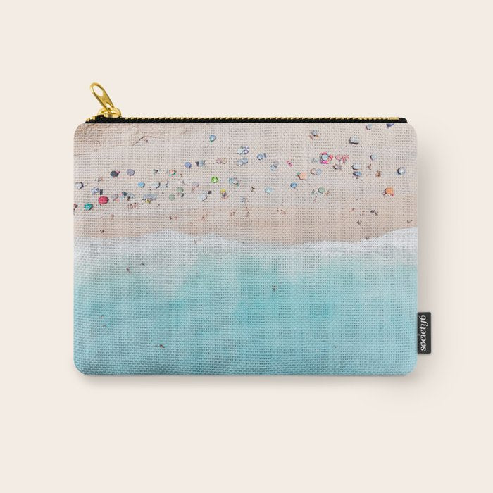 Aerial Beach Print, Aerial Beach Photography, Emerald Turquoise Ocean Beach Photography, Ocean Waves, Beach Art Poster, Home Decor Art Print Carry All Pouch Gallery Image 1