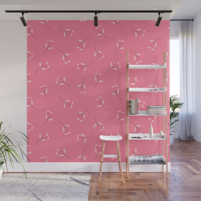 Pressed Posies - Retro Pink Wall Mural Gallery Image 1