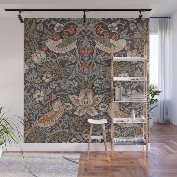 Strawberry thief, William Morris  Wall Mural Gallery Image 1