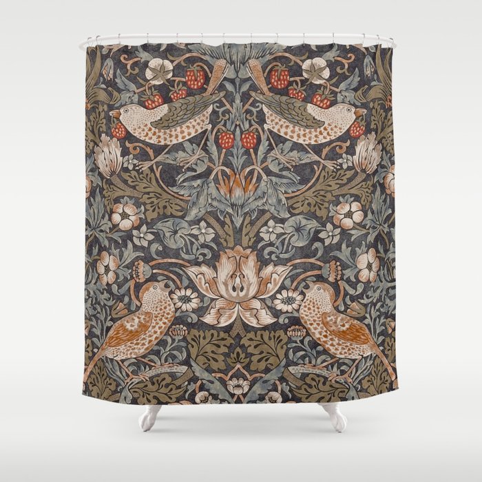 Strawberry thief, William Morris  Shower Curtain Gallery Image 1
