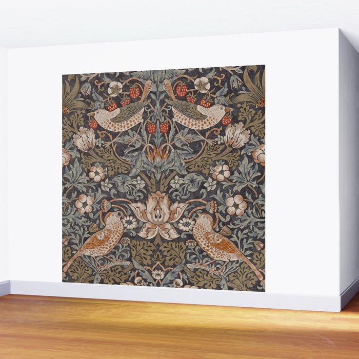 Strawberry thief, William Morris  Wall Mural Gallery Image 2