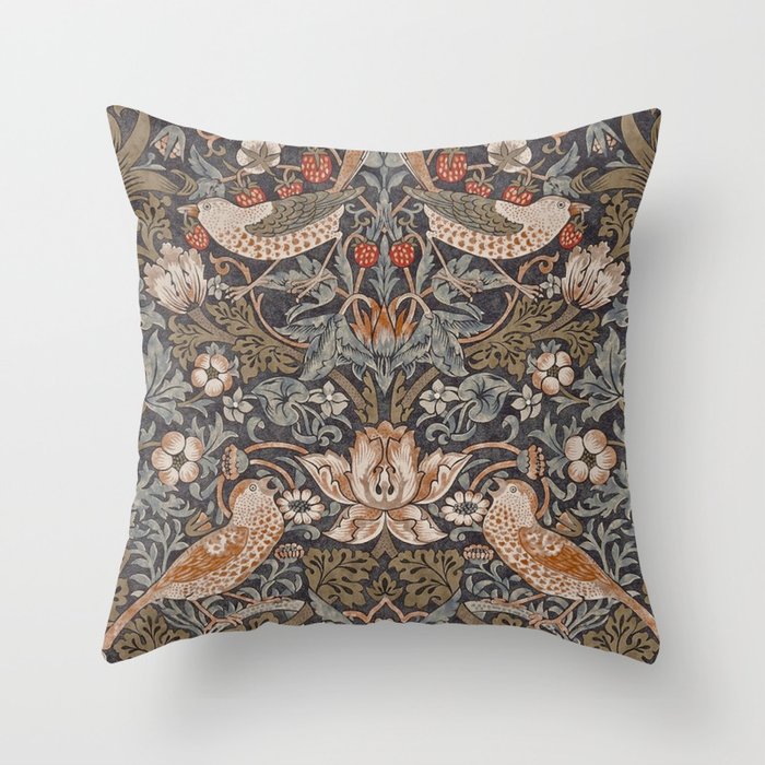 Strawberry thief, William Morris  Throw Pillow Gallery Image 1