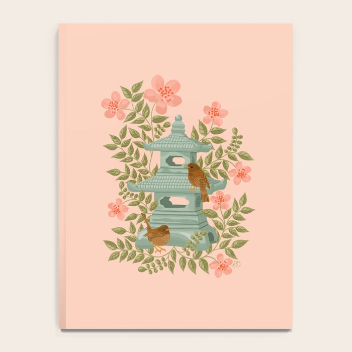 Serene Pagoda with Blossoms and Birds Notebook Gallery Image 4