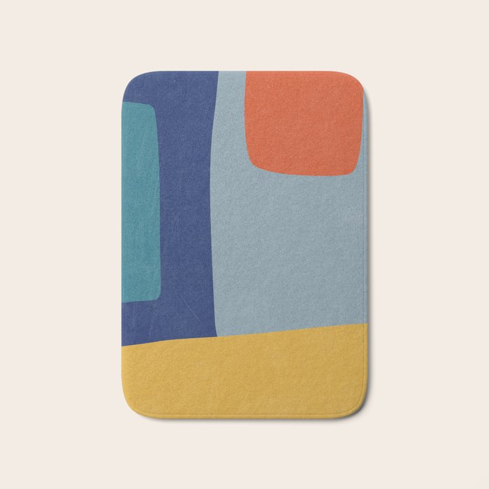 Modern MidCentury Colorful Abstract Bath Mat Gallery Image 1