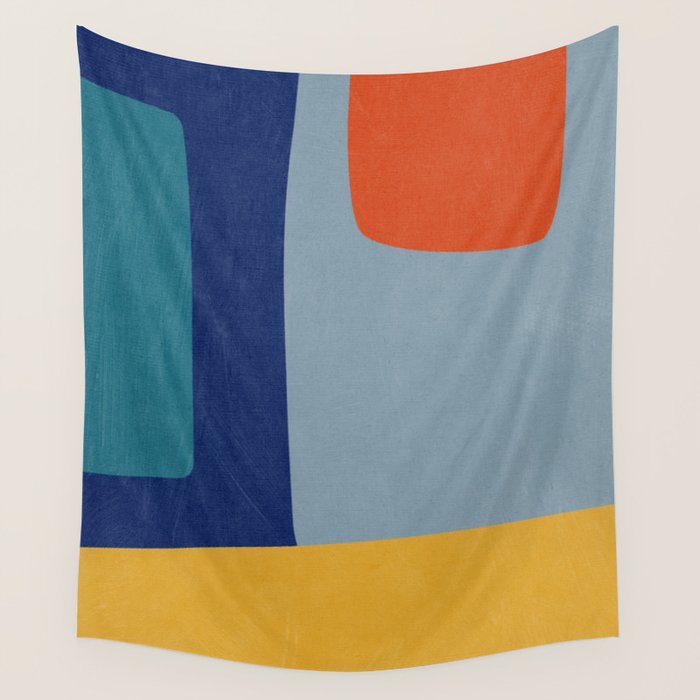 Modern MidCentury Colorful Abstract Wall Tapestry Gallery Image 1