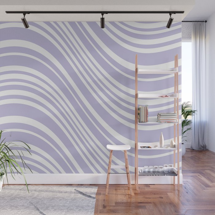 Wavy Stripes XXVIII - Lilac Purple Wall Mural Gallery Image 1