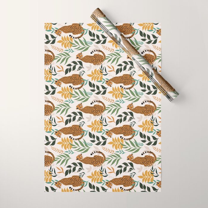 Spring Cheetah Pattern I - Green and Yellow Wrapping Paper Gallery Image 1