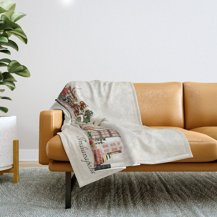 indianapolis indiana skyline Throw Blanket Gallery Image 1