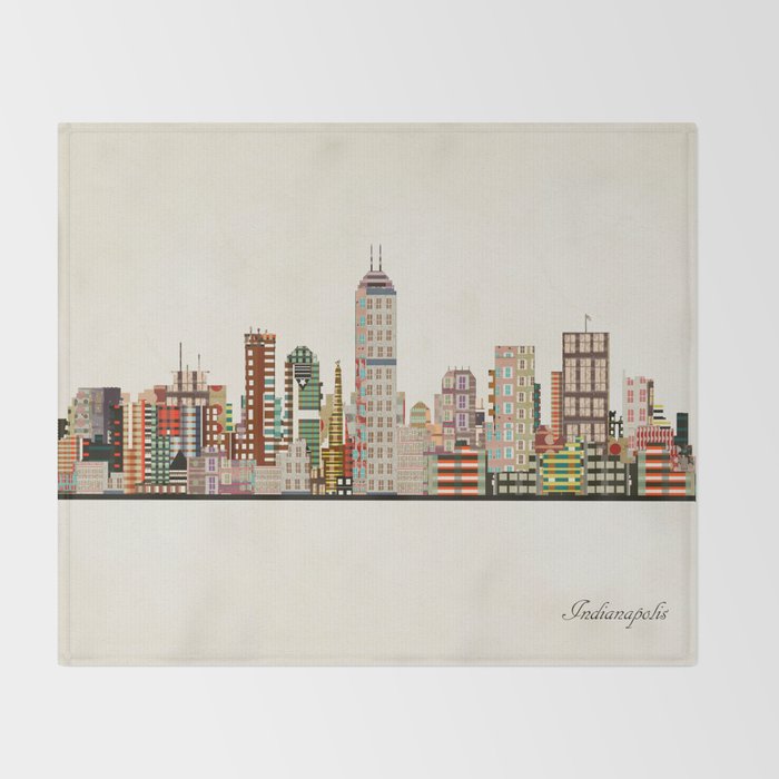 indianapolis indiana skyline Throw Blanket Gallery Image 2