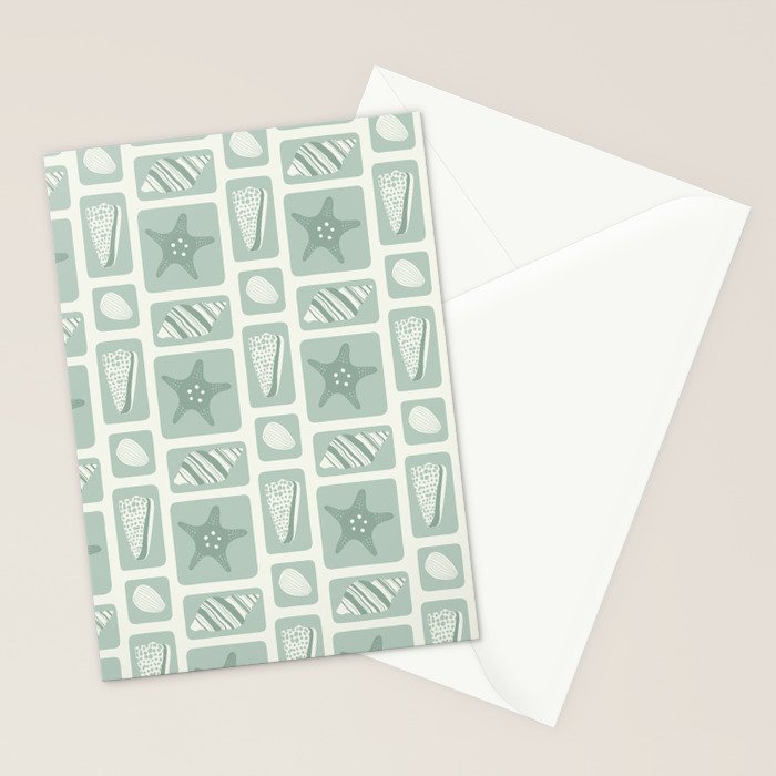 Retro marine sea shell art pattern Stationery Card Gallery Image 2