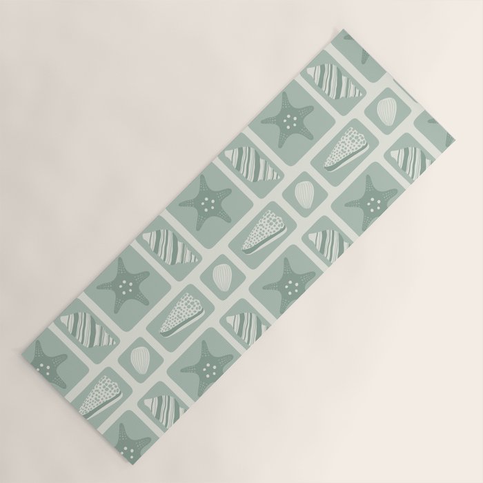 Retro marine sea shell art pattern Yoga Mat Gallery Image 1