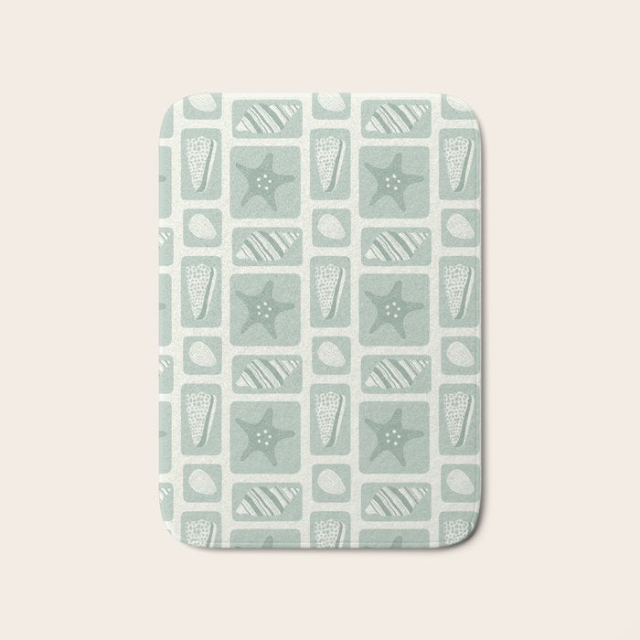 Retro marine sea shell art pattern Bath Mat Gallery Image 1