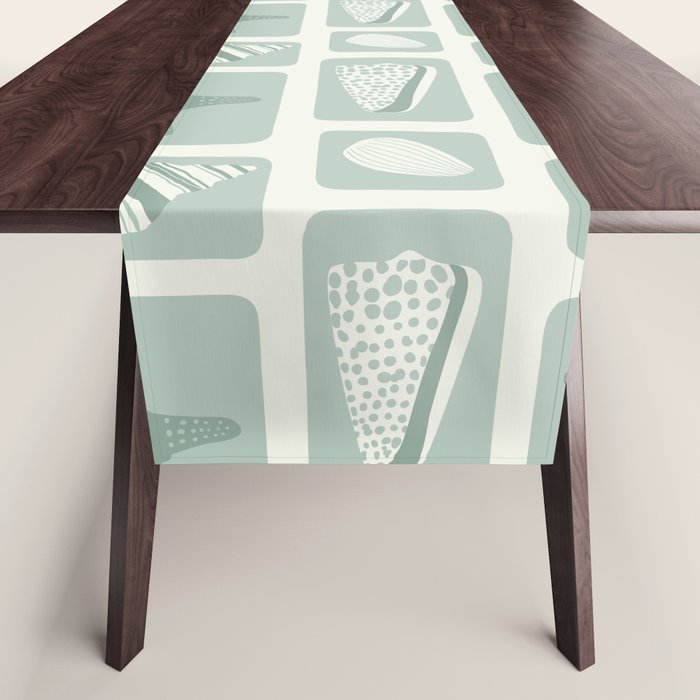 Retro marine sea shell art pattern Table Runner Gallery Image 1