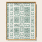 Retro marine sea shell art pattern Serving Tray Gallery Image 1