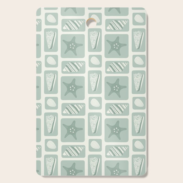 Retro marine sea shell art pattern Cutting Board Gallery Image 1