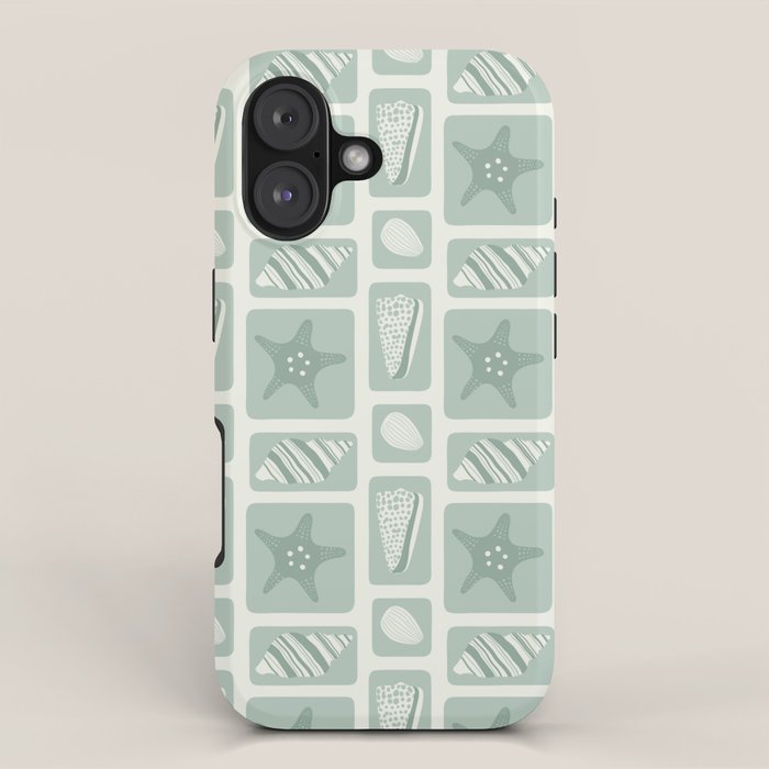 Retro marine sea shell art pattern iPhone Case Gallery Image 1
