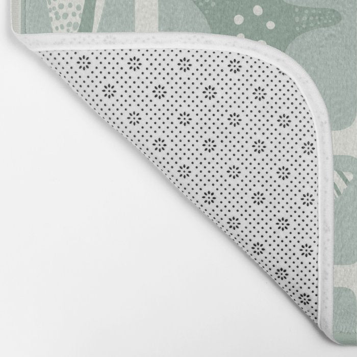 Retro marine sea shell art pattern Bath Mat Gallery Image 2