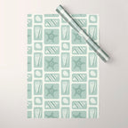 Retro marine sea shell art pattern Wrapping Paper Gallery Image 1