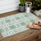 Retro marine sea shell art pattern Outdoor Rug Gallery Image 2