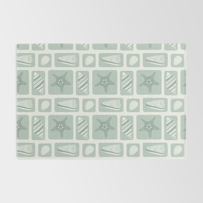 Retro marine sea shell art pattern Rug Gallery Image 2