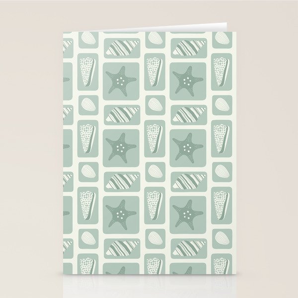 Retro marine sea shell art pattern Stationery Card Gallery Image 2
