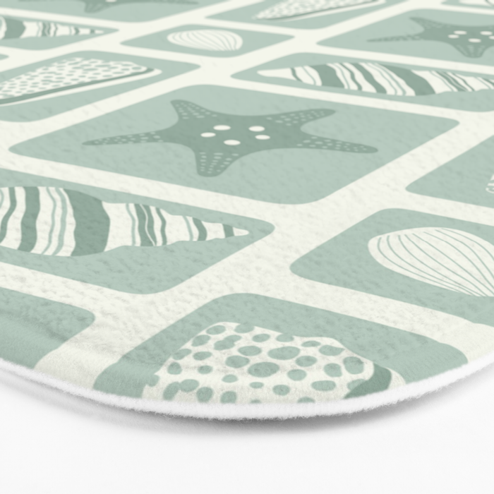 Retro marine sea shell art pattern Bath Mat Gallery Image 3
