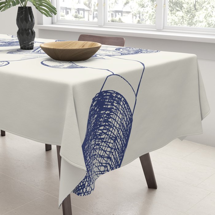 Cheers Dears - Blue Vintage Cocktails Illustration Tablecloth Gallery Image 3