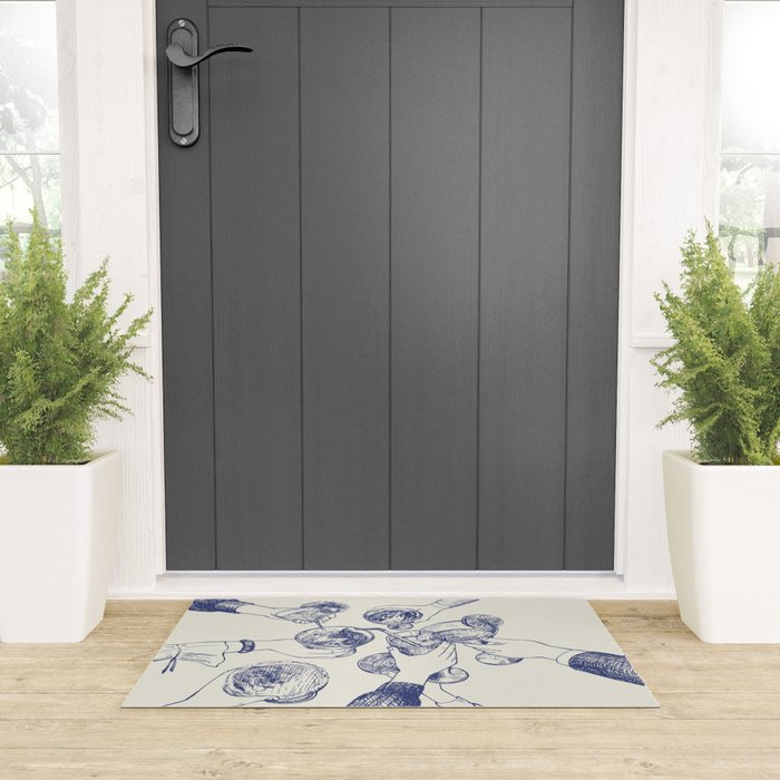 Cheers Dears - Blue Vintage Cocktails Illustration Welcome Mat Gallery Image 3