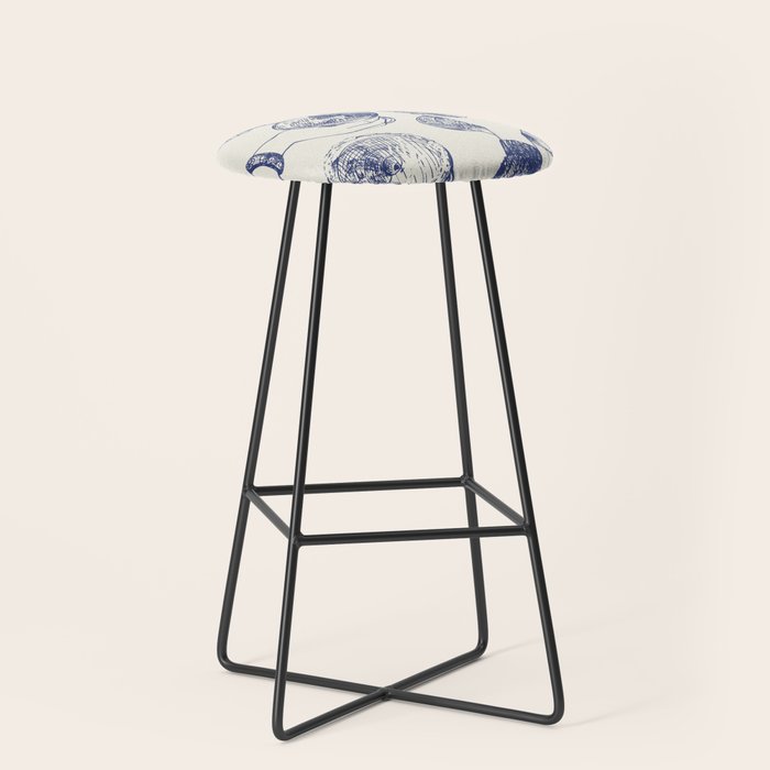 Cheers Dears - Blue Vintage Cocktails Illustration Stool Gallery Image 1