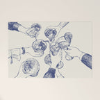 Cheers Dears - Blue Vintage Cocktails Illustration Welcome Mat Gallery Image 1