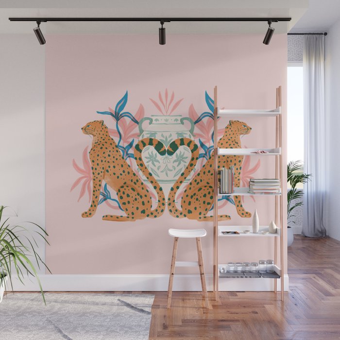 Cheetah Symmetry Wall Mural Gallery Image 1