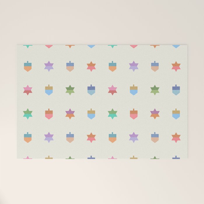 Happy Hanukkah | Dreidels & Star Pattern Welcome Mat Gallery Image 1