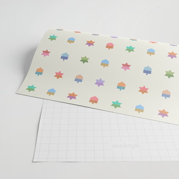 Happy Hanukkah | Dreidels & Star Pattern Wrapping Paper Gallery Image 2