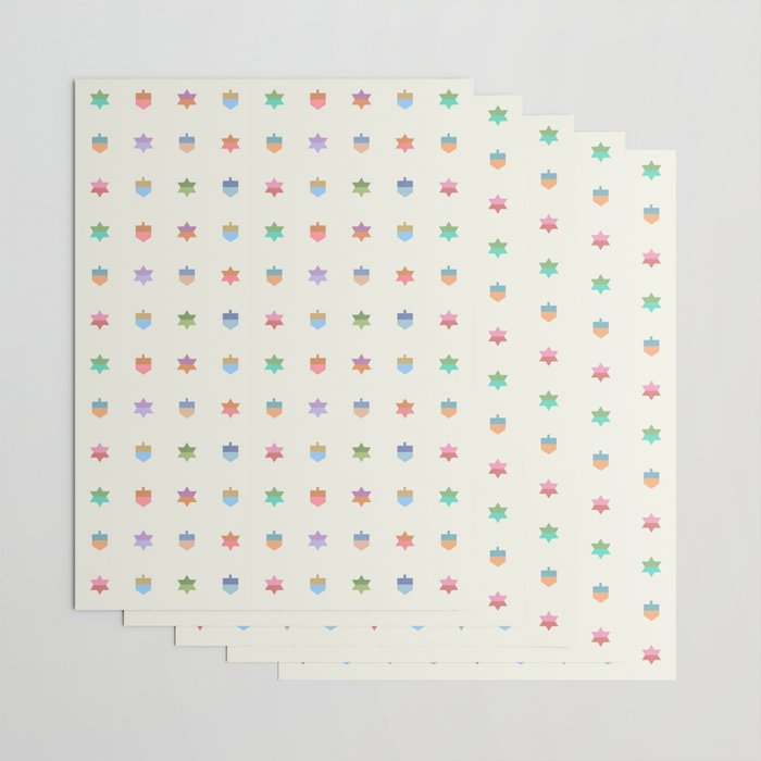 Happy Hanukkah | Dreidels & Star Pattern Wrapping Paper Gallery Image 3