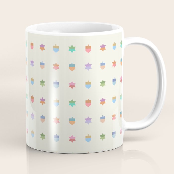 Happy Hanukkah | Dreidels & Star Pattern Coffee Mug Gallery Image 1