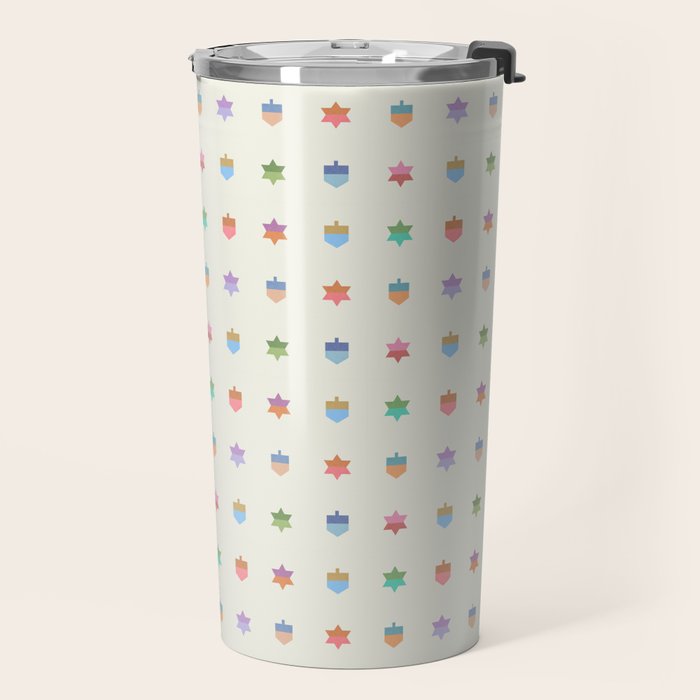 Happy Hanukkah | Dreidels & Star Pattern Travel Mug Gallery Image 2