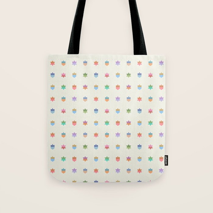 Happy Hanukkah | Dreidels & Star Pattern Tote Bag Gallery Image 1