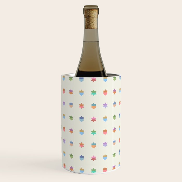 Happy Hanukkah | Dreidels & Star Pattern Wine Chiller Gallery Image 3