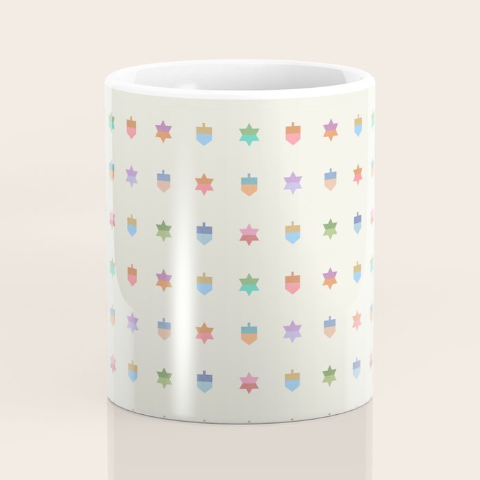 Happy Hanukkah | Dreidels & Star Pattern Coffee Mug Gallery Image 4