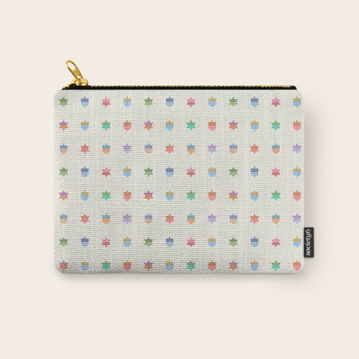 Happy Hanukkah | Dreidels & Star Pattern Carry All Pouch Gallery Image 1