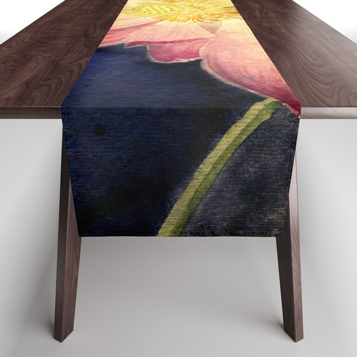 Big Lotus Watercolor Table Runner Gallery Image 1