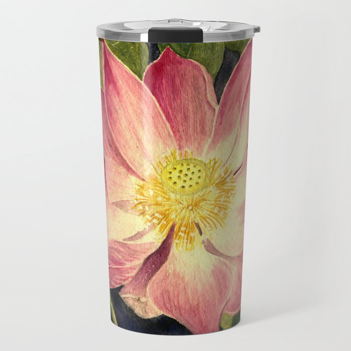 Big Lotus Watercolor Travel Mug Gallery Image 1
