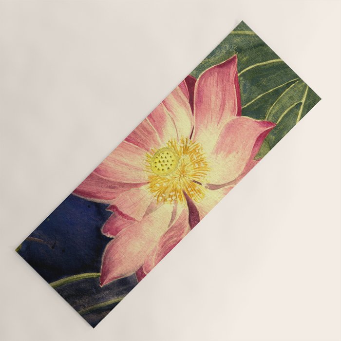 Big Lotus Watercolor Yoga Mat Gallery Image 1